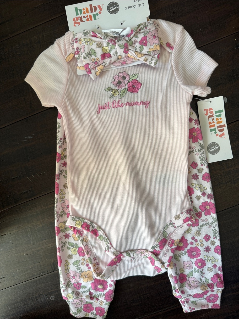 NWT floral Just Like Mommy bodysuit set